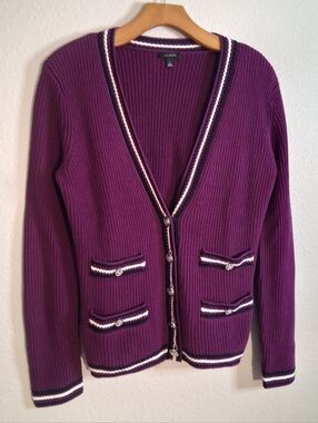 Talbots Preppy Purple Cardigan Sweater Small